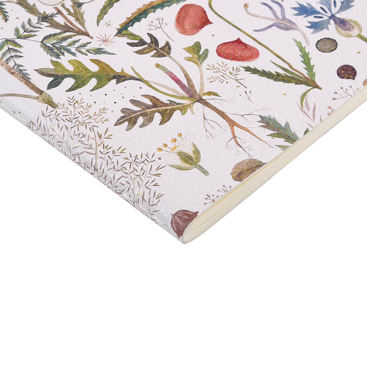 Vegan Leather A5 Notebook - Greens and Flowers Design