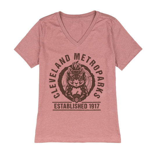 Women's V-Neck Squirrel Tee in Mauve