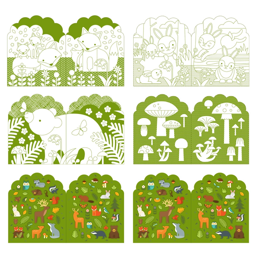 Woodland Coloring Book and Stickers