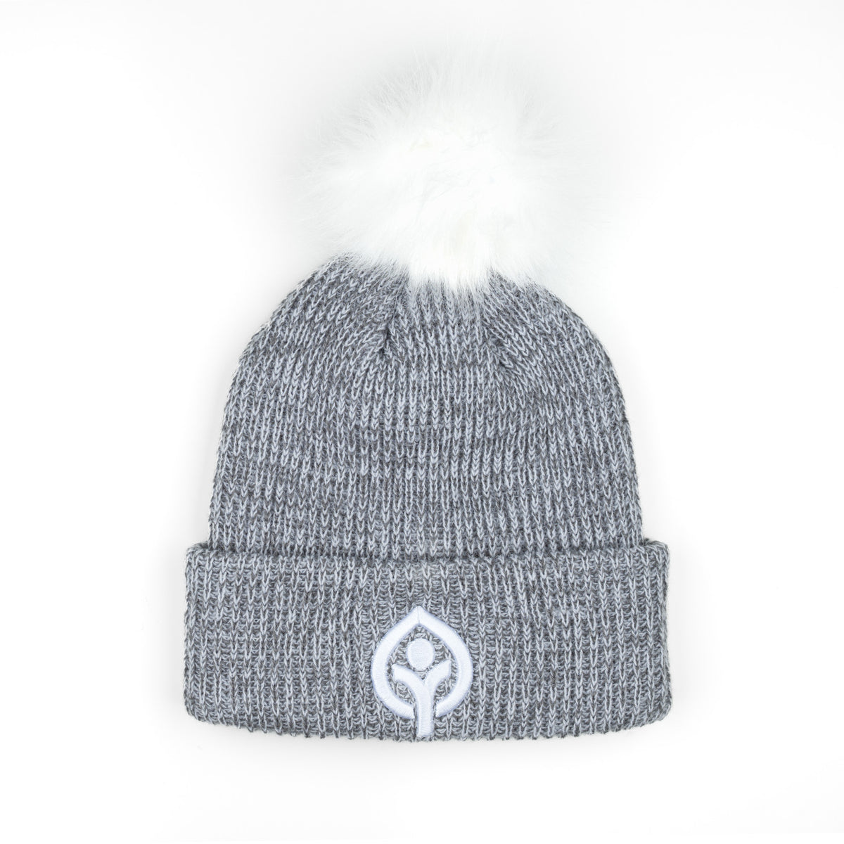 Faux Fur Pom Beanie with Leafman logo