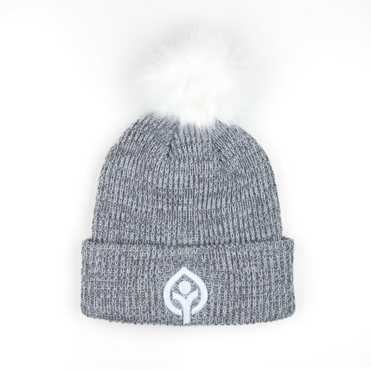 Faux Fur Pom Beanie with Leafman logo