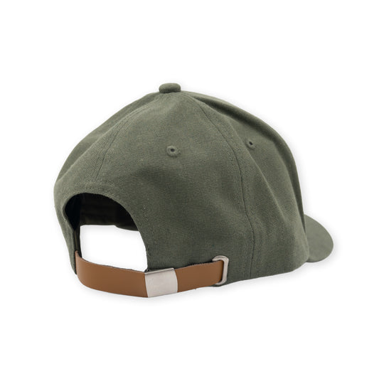 Olive Green Tree Logo Hat with leatherette back strap