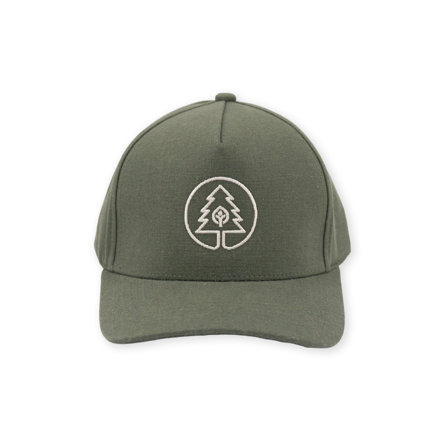 Olive Green Tree Logo Hat with leatherette back strap