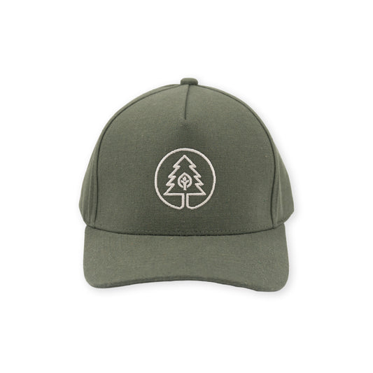 Olive Green Tree Logo Hat with leatherette back strap