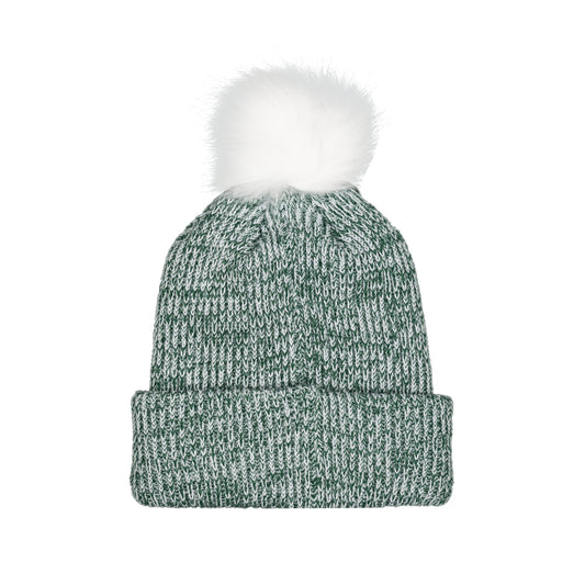 Faux Fur Pom Beanie with Leafman logo