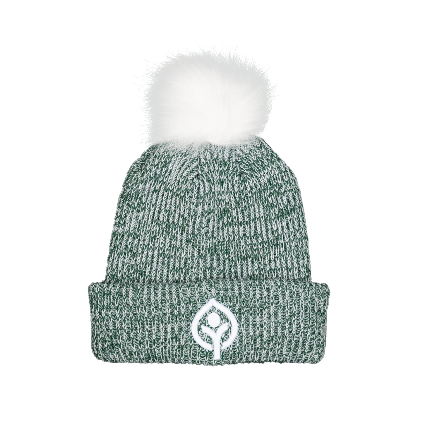 Faux Fur Pom Beanie with Leafman logo
