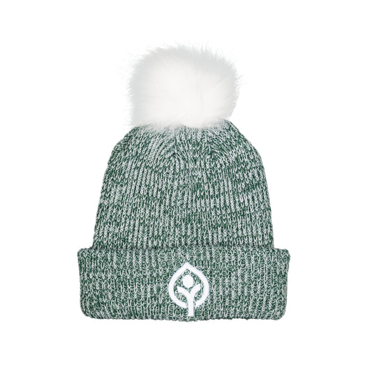 Faux Fur Pom Beanie with Leafman logo