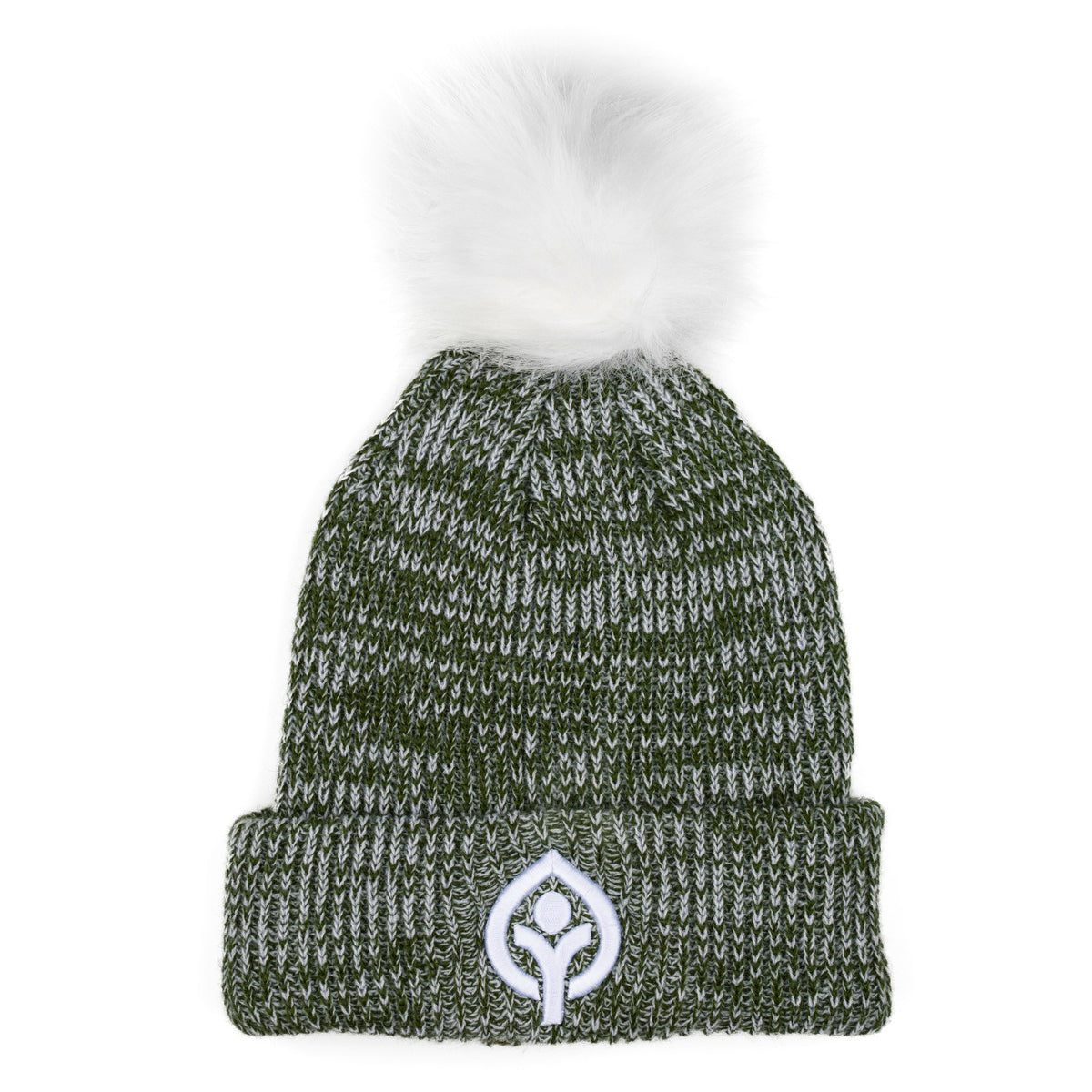 Faux Fur Pom Beanie with Leafman logo