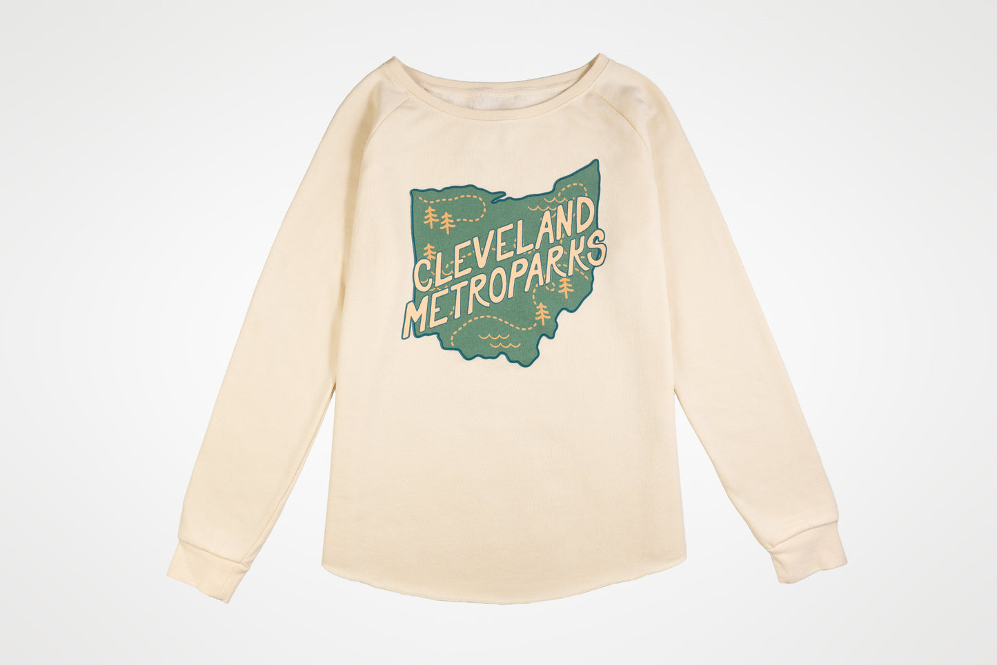 Ohio Map Wave Wash Crewneck Sweatshirt