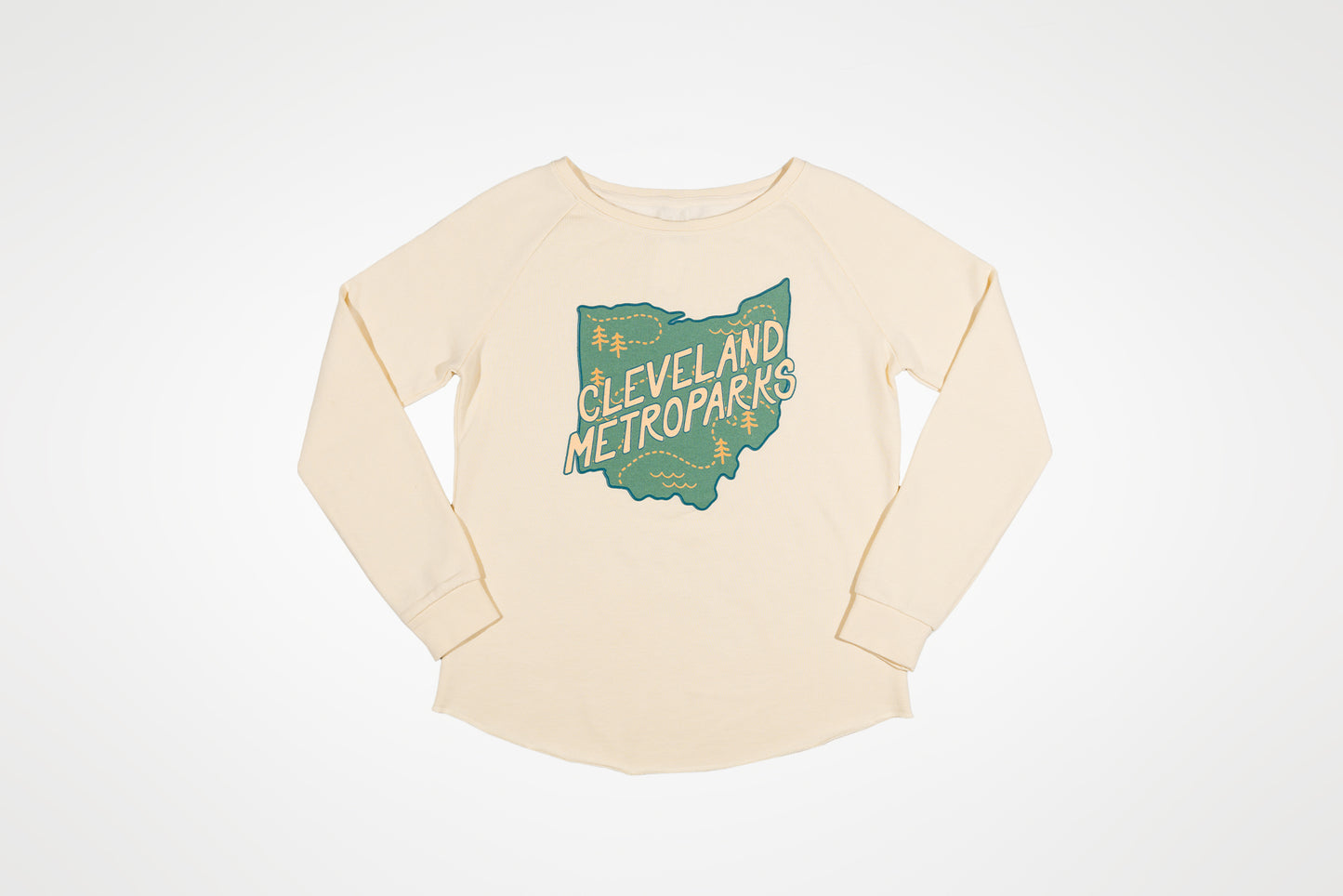 Ohio Map Wave Wash Crewneck Sweatshirt