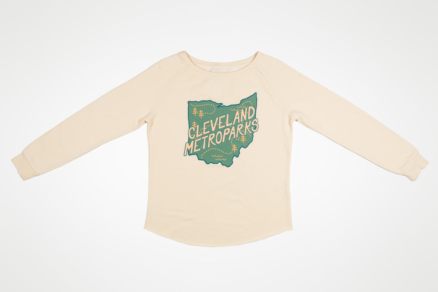 Ohio Map Wave Wash Crewneck Sweatshirt