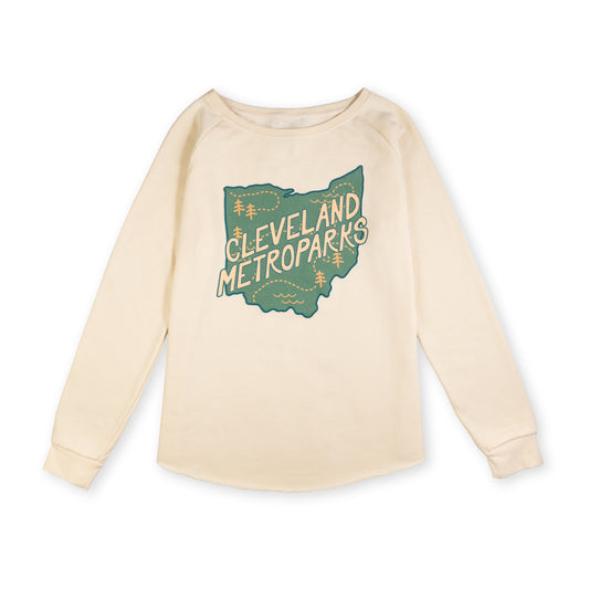 Ohio Map Wave Wash Crewneck Sweatshirt