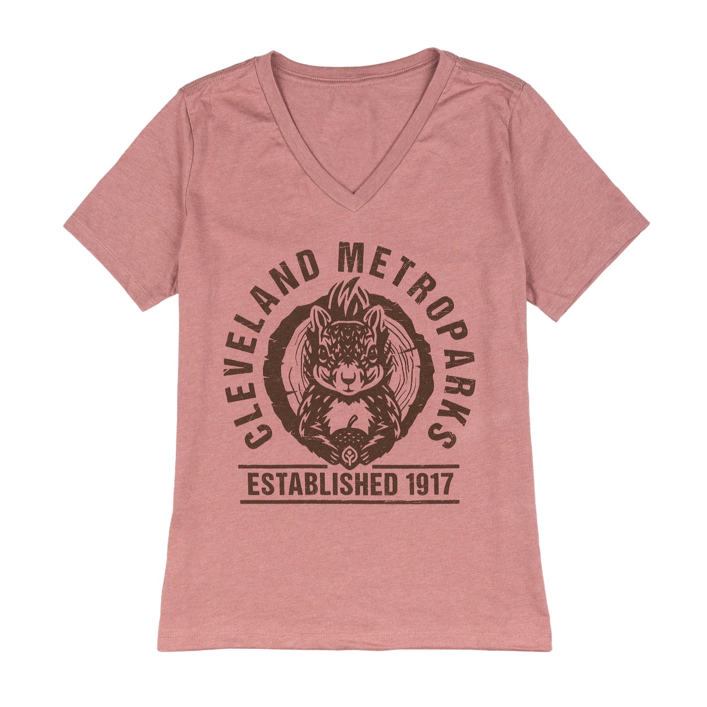 Women's V-Neck Squirrel Tee in Mauve